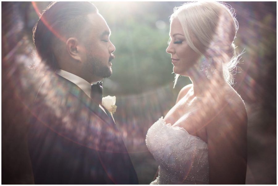 Couple backlit at golden hour